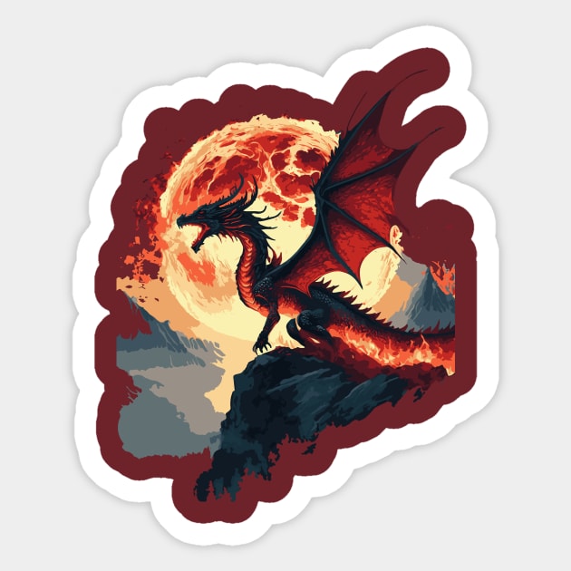 Fire Moon Dragon Sticker by joneskey